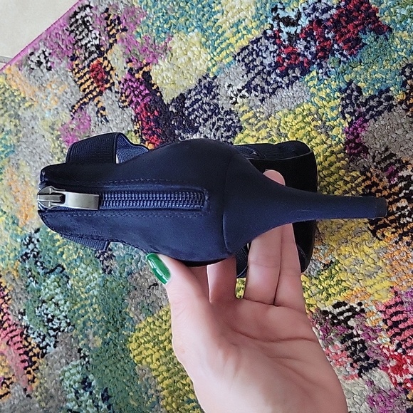 Navy blue suede strappy heels with zipper back, size 9 - Picture 13 of 14